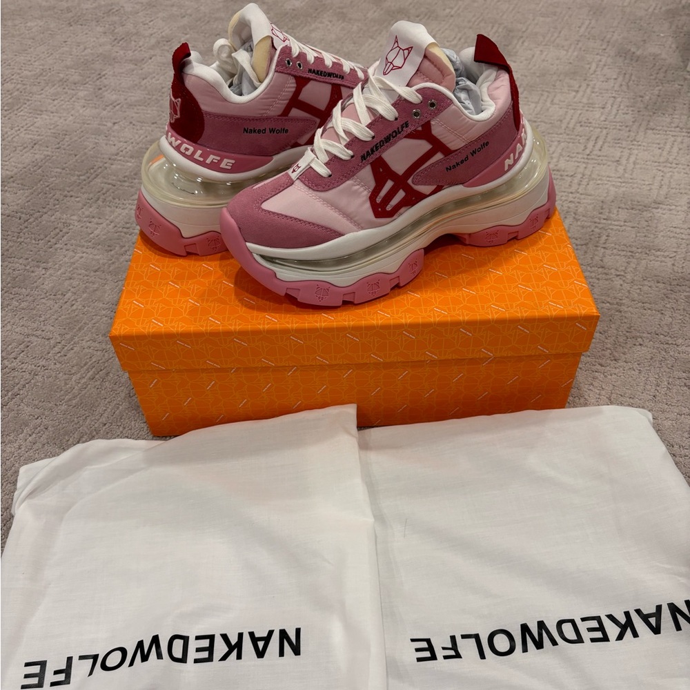 Pink/red Naked Wolfe luxury sneakers
